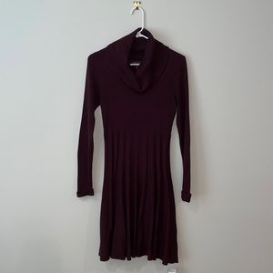 Plum Cowl Neck Sweater Dress